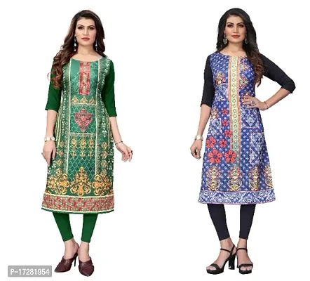 Reliable Crepe Printed Straight Kurta For Women- Pack Of 2