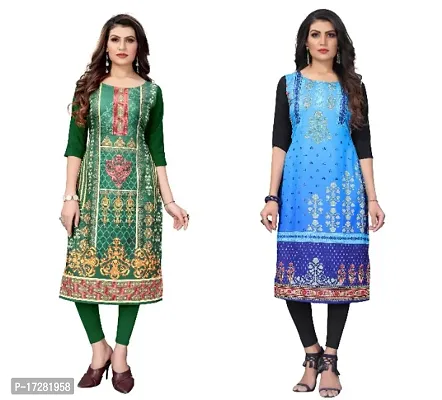 Reliable Crepe Printed Straight Kurta For Women- Pack Of 2