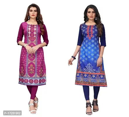 Reliable Crepe Printed Straight Kurta For Women- Pack Of 2-thumb0