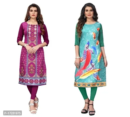 Reliable Crepe Printed Straight Kurta For Women- Pack Of 2-thumb0