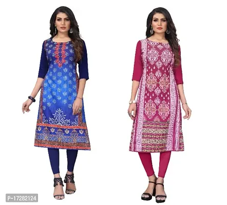 Reliable Crepe Printed Straight Kurta For Women- Pack Of 2-thumb0