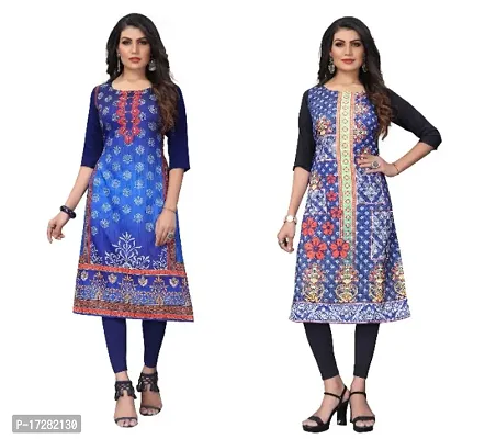 Reliable Crepe Printed Straight Kurta For Women- Pack Of 2