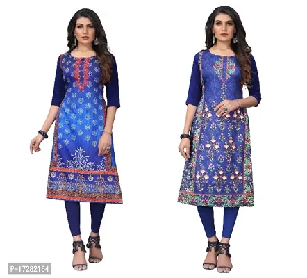 Reliable Crepe Printed Straight Kurta For Women- Pack Of 2-thumb0