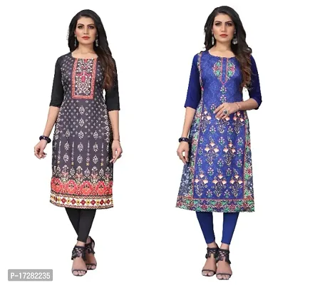 Reliable Crepe Printed Straight Kurta For Women- Pack Of 2