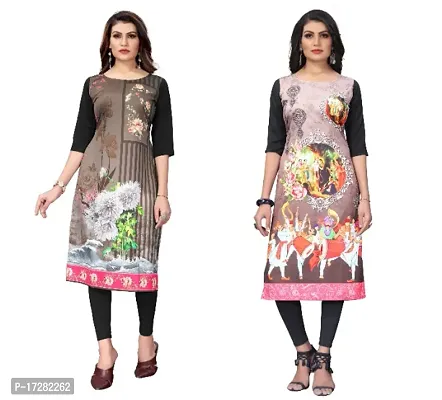 Reliable Crepe Printed Straight Kurta For Women- Pack Of 2