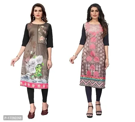 Reliable Crepe Printed Straight Kurta For Women- Pack Of 2