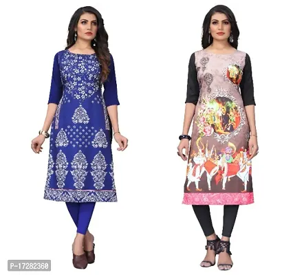 Reliable Crepe Printed Straight Kurta For Women- Pack Of 2-thumb0