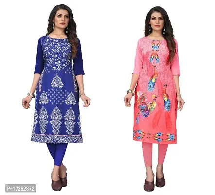 Reliable Crepe Printed Straight Kurta For Women- Pack Of 2-thumb0