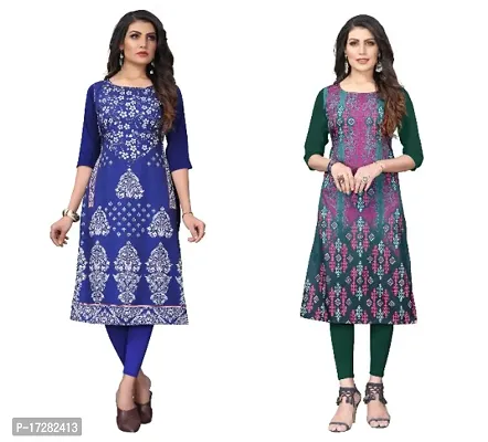 Reliable Crepe Printed Straight Kurta For Women- Pack Of 2