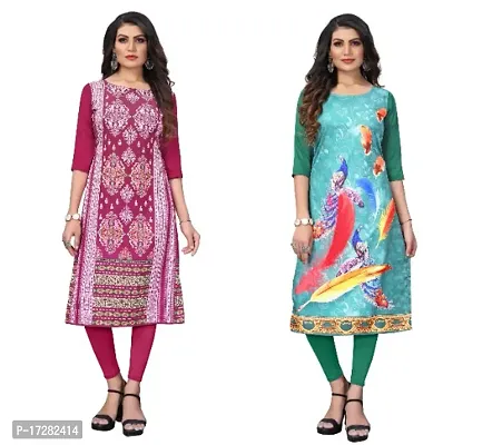 Reliable Crepe Printed Straight Kurta For Women- Pack Of 2-thumb0