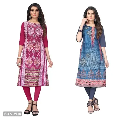 Reliable Crepe Printed Straight Kurta For Women- Pack Of 2