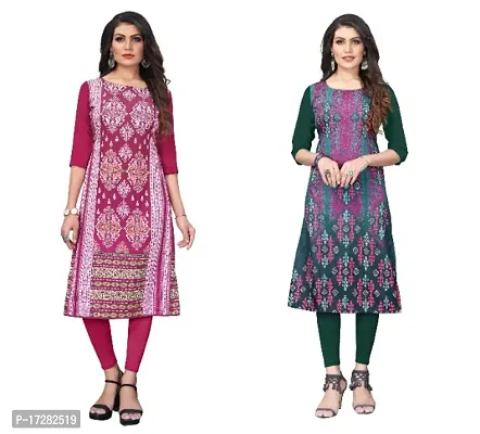 Reliable Crepe Printed Straight Kurta For Women- Pack Of 2-thumb0