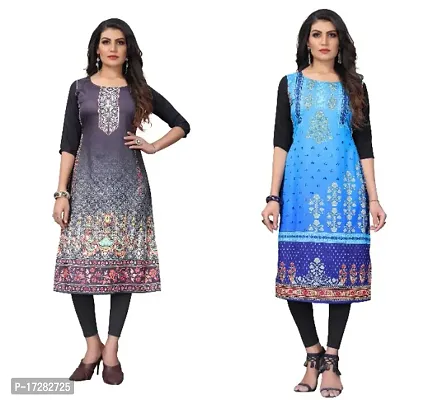 Reliable Crepe Printed Straight Kurta For Women- Pack Of 2-thumb0