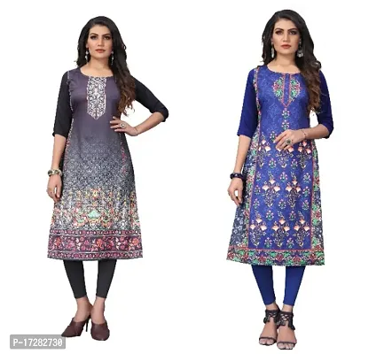 Reliable Crepe Printed Straight Kurta For Women- Pack Of 2