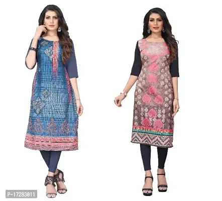 Reliable Crepe Printed Straight Kurta For Women- Pack Of 2