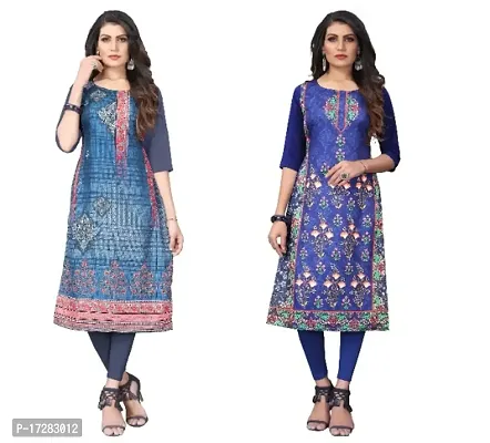 Reliable Crepe Printed Straight Kurta For Women- Pack Of 2