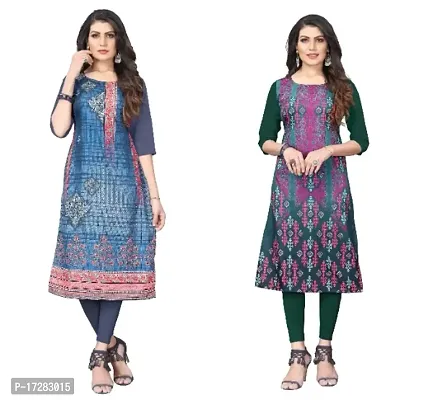 Reliable Crepe Printed Straight Kurta For Women- Pack Of 2-thumb0