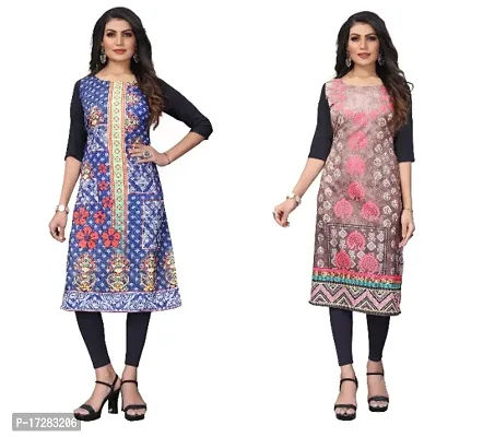 Reliable Crepe Printed Straight Kurta For Women- Pack Of 2-thumb0