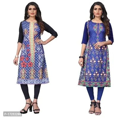 Reliable Crepe Printed Straight Kurta For Women- Pack Of 2-thumb0