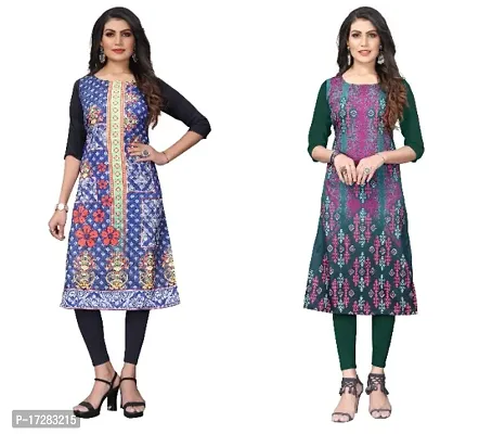 Reliable Crepe Printed Straight Kurta For Women- Pack Of 2