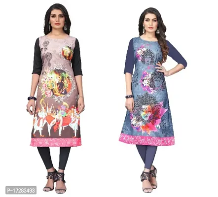 Reliable Crepe Printed Straight Kurta For Women- Pack Of 2-thumb0