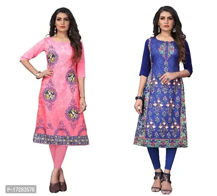 Reliable Crepe Printed Straight Kurta For Women- Pack Of 2