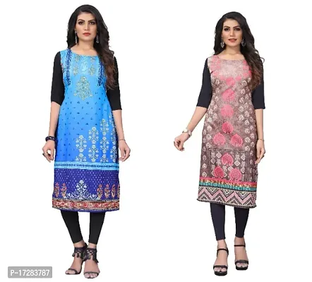 Reliable Crepe Printed Straight Kurta For Women- Pack Of 2-thumb0