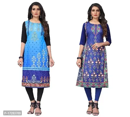 Reliable Crepe Printed Straight Kurta For Women- Pack Of 2-thumb0