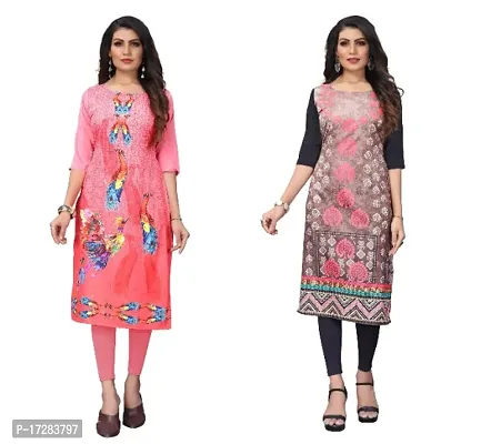 Reliable Crepe Printed Straight Kurta For Women- Pack Of 2-thumb0