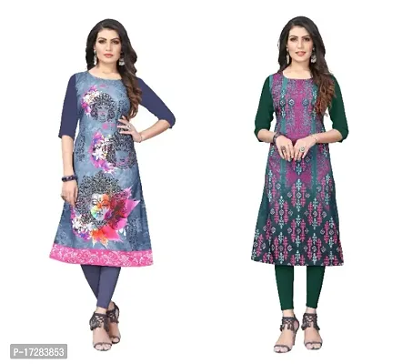 Reliable Crepe Printed Straight Kurta For Women- Pack Of 2