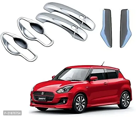 Car Accessories Hub Premium Quality Stylish Car Door Handle Catch Cover, Handle Cover, Abs Plastic with Chrome Finishing Compatible for Maruti Suzuki Swift 2018 with Bowl Chrome (Set of 6)-thumb0