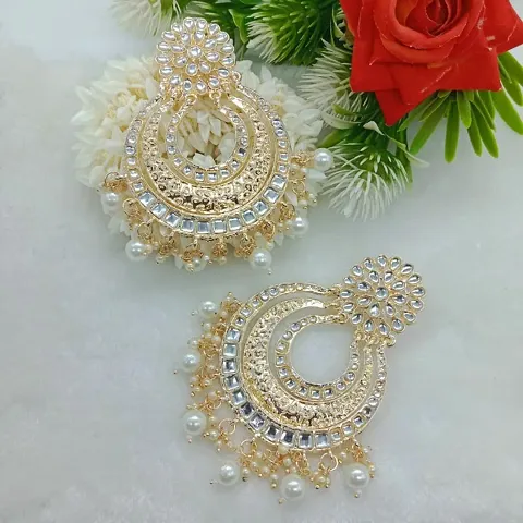 Attractive Gold Plated Alloy Beads Chandbalis Earrings