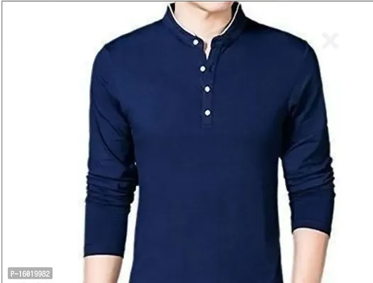 Fashion trendy mandarin collar cotton t-shirt-thumb0