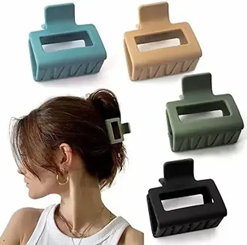 Glow Collection 4 Pcs Hair Clips Hair Claw Clips 2 Matte Hair Clips For Thick Hair Square Claw Clips Hair Claw For Women