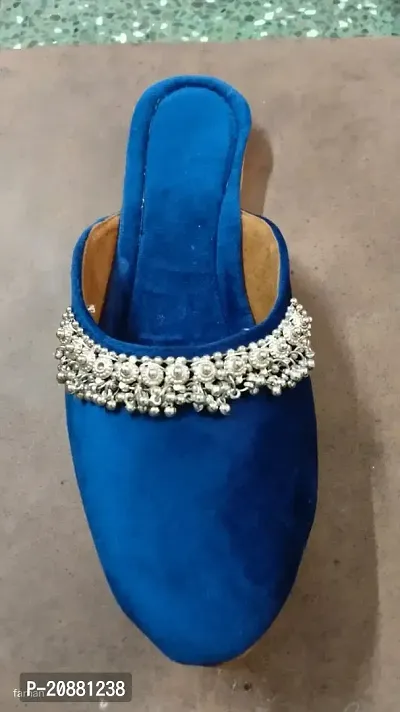 Elegant Blue Velvet  Fashion Flats For Women