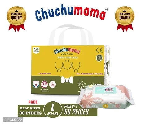 Chuchumama taped style baby diaper LARGE (L) Size Baby Diaper taped, 50 count-thumb0