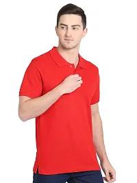 OBOW Cotton Polo Neck Solid Half Sleeve Tshirt (RED, 38)-thumb1