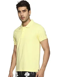 OBOW Cotton Polo Neck Solid Half Sleeve Tshirt (Yellow, 38)-thumb1