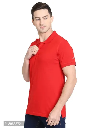 OBOW Cotton Polo Neck Solid Half Sleeve Tshirt (RED, 38)-thumb3