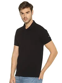 OBOW Cotton Polo Neck Solid Half Sleeve Tshirt (Black, 38)-thumb1