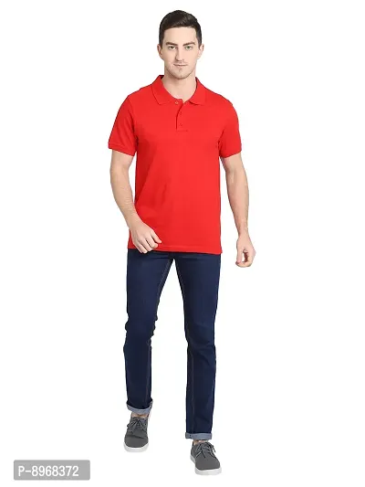 OBOW Cotton Polo Neck Solid Half Sleeve Tshirt (RED, 38)-thumb5