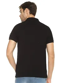 OBOW Cotton Polo Neck Solid Half Sleeve Tshirt (Black, 38)-thumb2