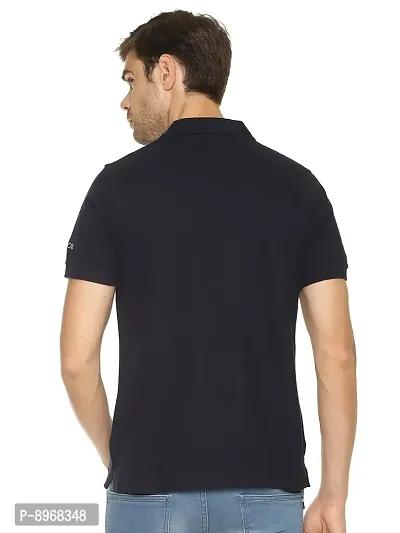 OBOW Cotton Polo Neck Solid Half Sleeve Tshirt (Navy Blue, 38)-thumb3