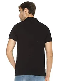 OBOW Men's Black Pique Knit Cotton Solid Polo Tshirt (46)-thumb2