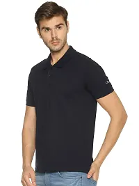 OBOW Cotton Polo Neck Solid Half Sleeve Tshirt (Navy Blue, 38)-thumb1