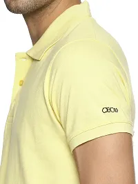 OBOW Cotton Polo Neck Solid Half Sleeve Tshirt (Yellow, 38)-thumb4