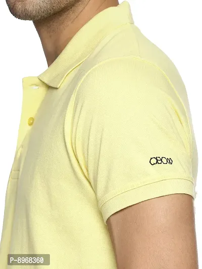 OBOW Cotton Polo Neck Solid Half Sleeve Tshirt (Yellow, 38)-thumb5