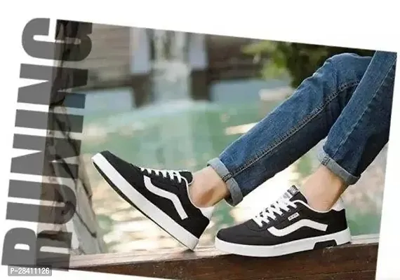 Stylish Black Canvas Sneakers for Men-thumb0