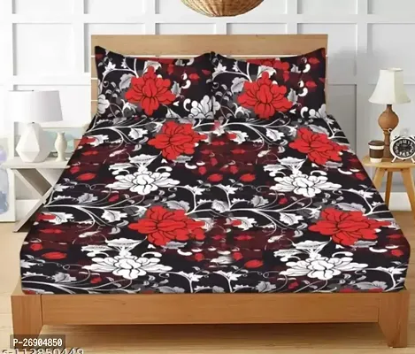 Classic Polycotton Printed Double Bedsheet with Pillow Covers