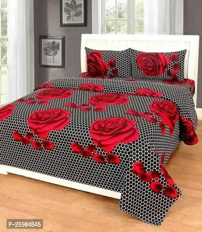 Classic Polycotton Printed Double Bedsheet with Pillow Covers